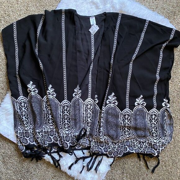 Dress Barn NEW Boho Open Front Fringe Cardigan One Size Lightweight - Picture 1 of 7